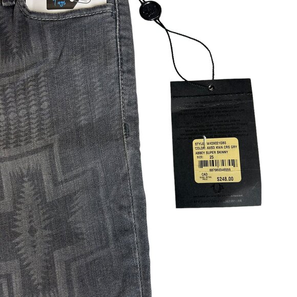 True Religion Abbey Super Skinny Women's Jeans Grey Aztec - Size 25 - Picture 8 of 9